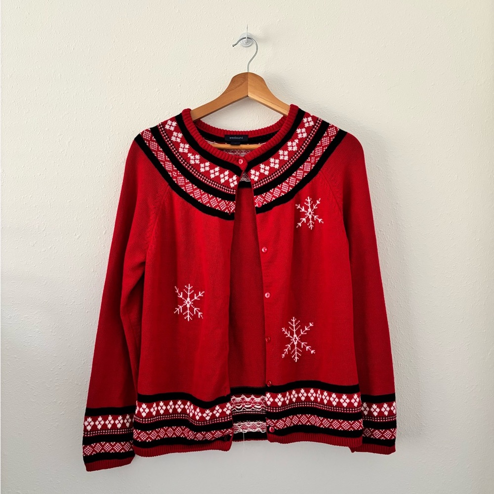 Westbound Red Snowflake Cardigan